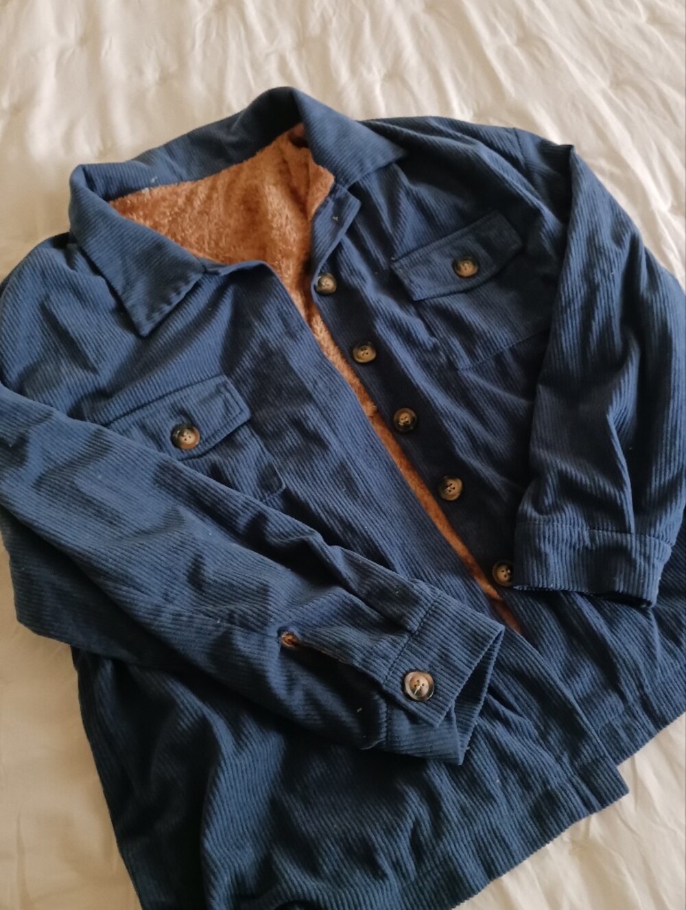 Womens Blue Corduroy Lined Jacket